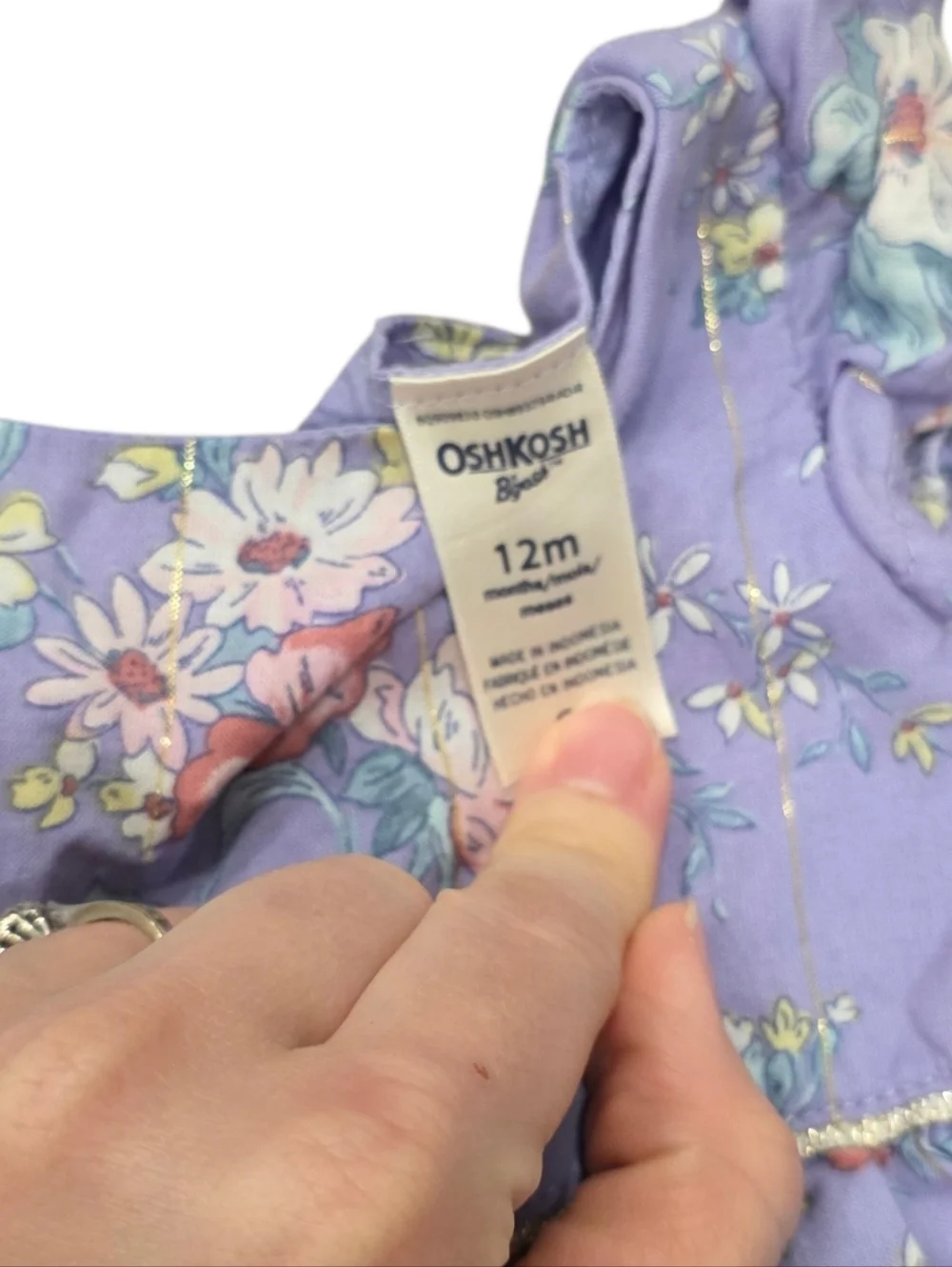 OshKosh B'gosh Lavender Floral Dress with Pastel Accents 12 Months